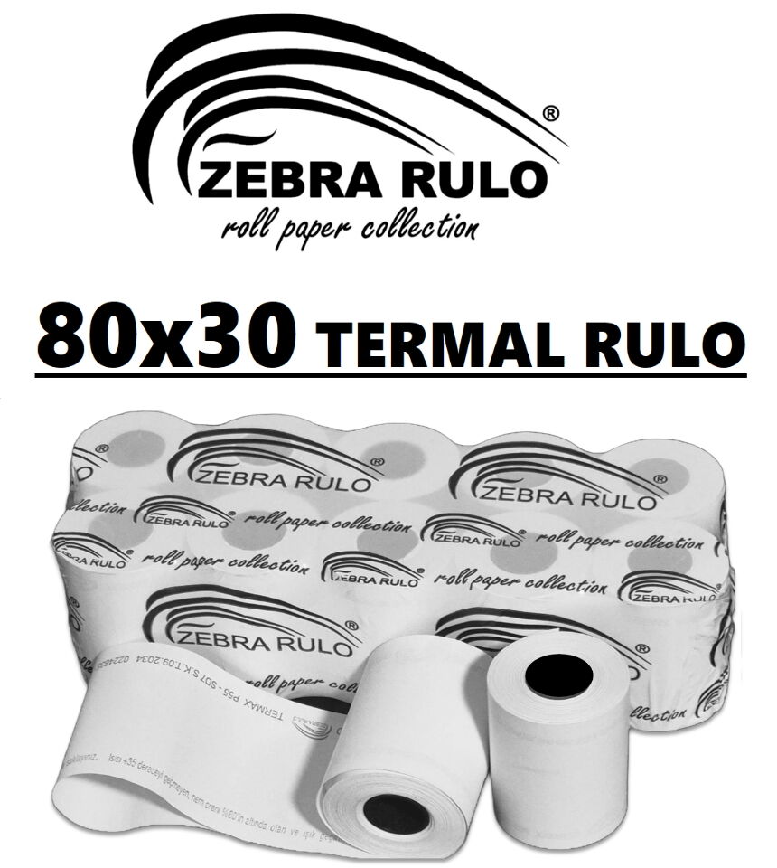 80x30m Termal Rulo Yazarkasa Yazıcı Adisyon Rulosu Zebra Rulo