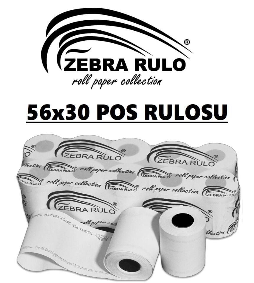 56x30m Pos Rulosu (56x50mm Çap) Yeninesil Yazarkasa Termal Rulo ZEBRA RULO (Üreticiden)