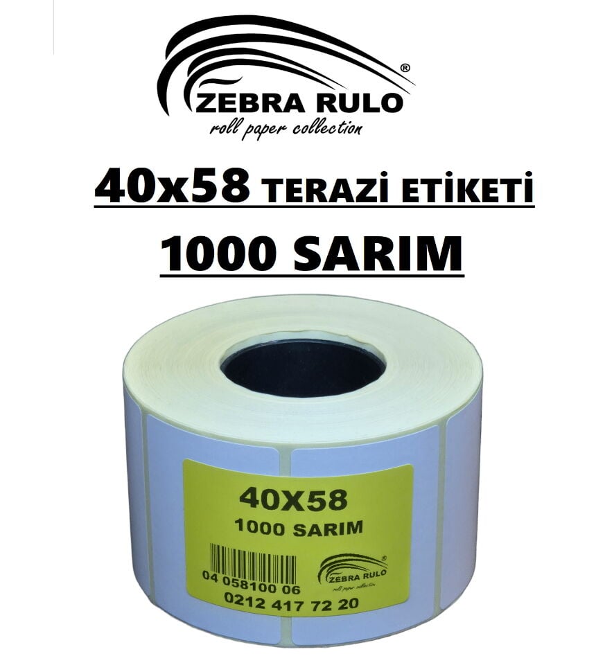40x58mm Termal Etiket Terazi Etiketi 1000 Sarım 40*58 etiket