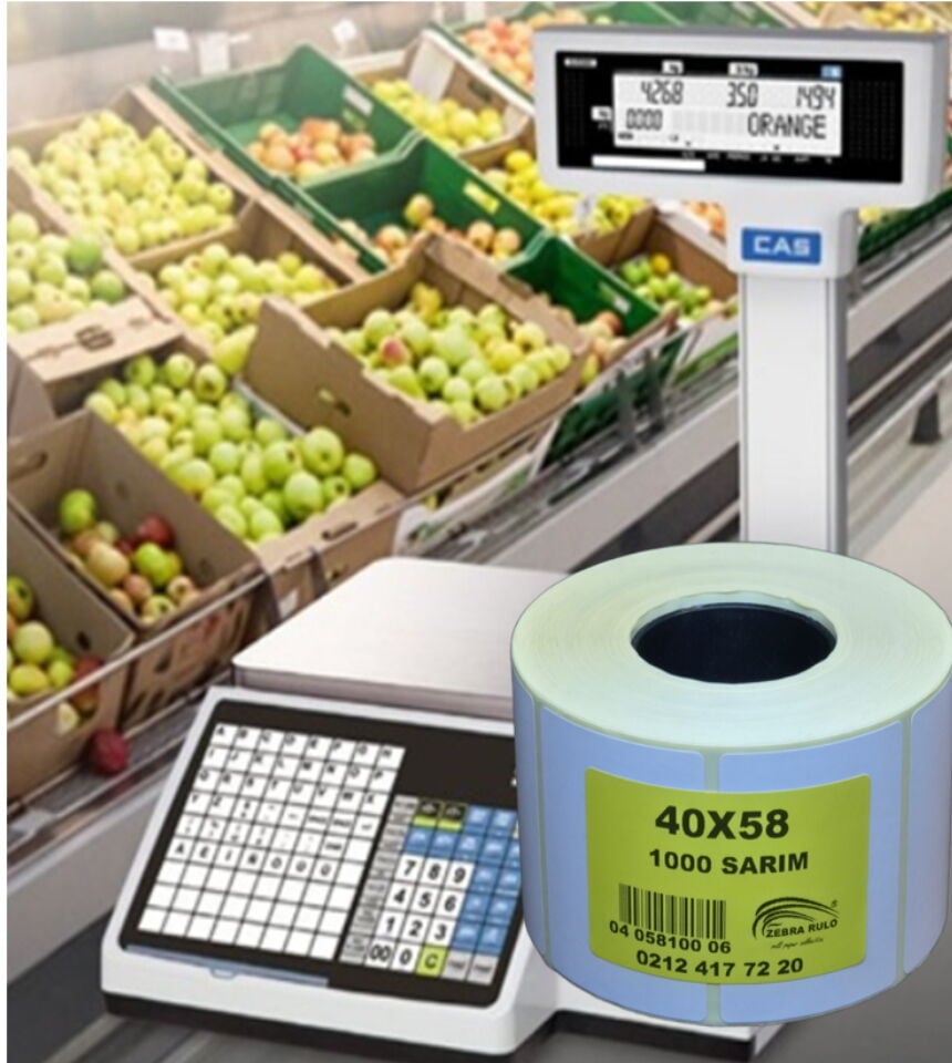 40x58mm Termal Etiket Terazi Etiketi 1000 Sarım 40*58 etiket