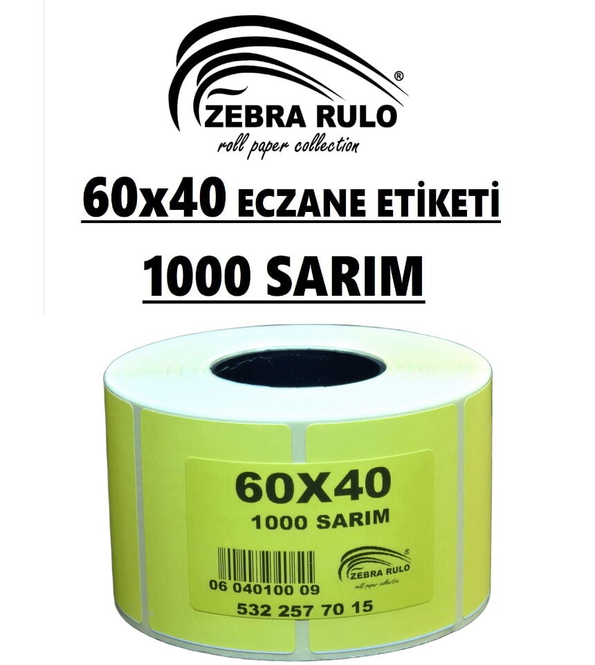 60x40 Termal Eczane Etiketi 1000, 40x60 Termal Eczane etiketi 40*60mm