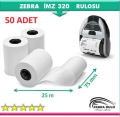 75x25m Zebra İMZ 320 Mobil Taşınabilir Termal Yazıcı Rulosu 75*25m 50 ADET