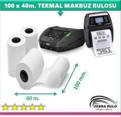 100x40m Termal Rulo, Trafik İşlemleri Rulosu (Tsc Alpha-4L Mobil Barkod Yazıcı Rulosu) 100*40