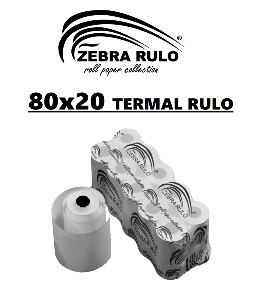 80x20m Termal Rulo Zebra ZQ320 Mobil Taşınabilir Termal Yazıcı Rulosu (Saha Mobil Barkod Yazıcı ZQ320 80*20 termal rulo)