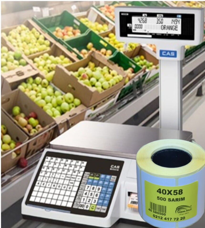 40x58mm Termal Etiket Terazi Etiketi 500 Sarım 40*58 etiket