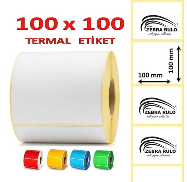 100x100 Termal Etiket 500 Sarım BEYAZ RENK | Kargo & Barkod Etiketi Uygun Fiyat 100*100 Termal etiket